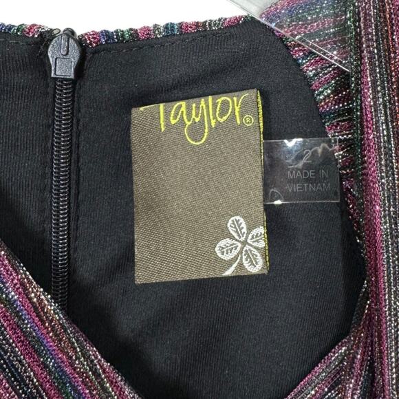 Taylor Metallic Stripe Halter Neck Midi Dress 2 Pleated Sleeveless Disco Rainbow - Picture 6 of 7